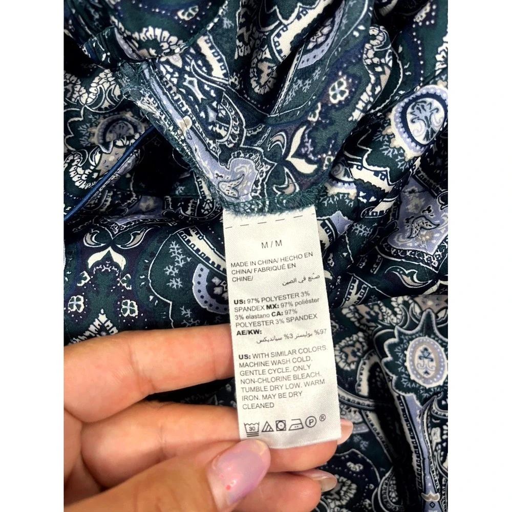 Soma Pajama Pants Womens Medium Blue‎ Paisley Stretch Lounge Sleepwear High Rise